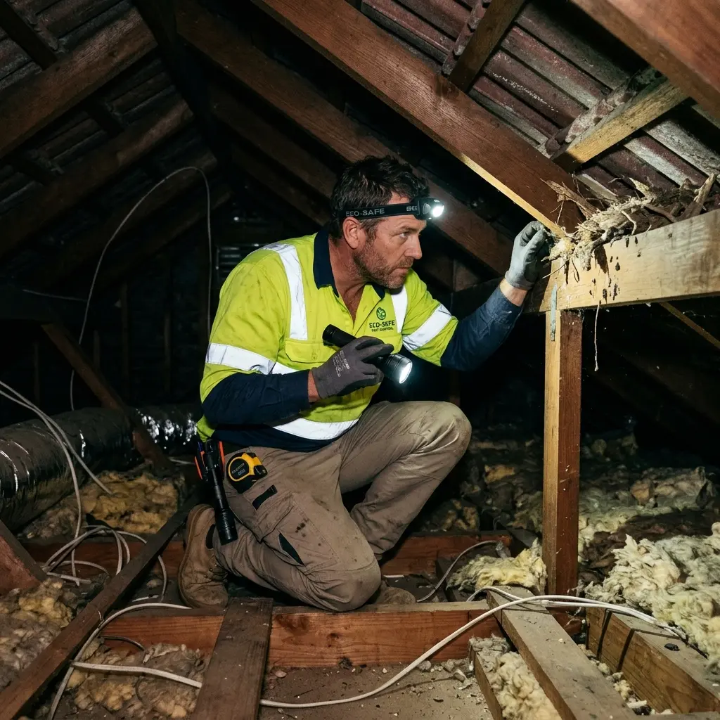 Technician locating dead rodents inside a Chirnside Park wall cavity with detection equipment